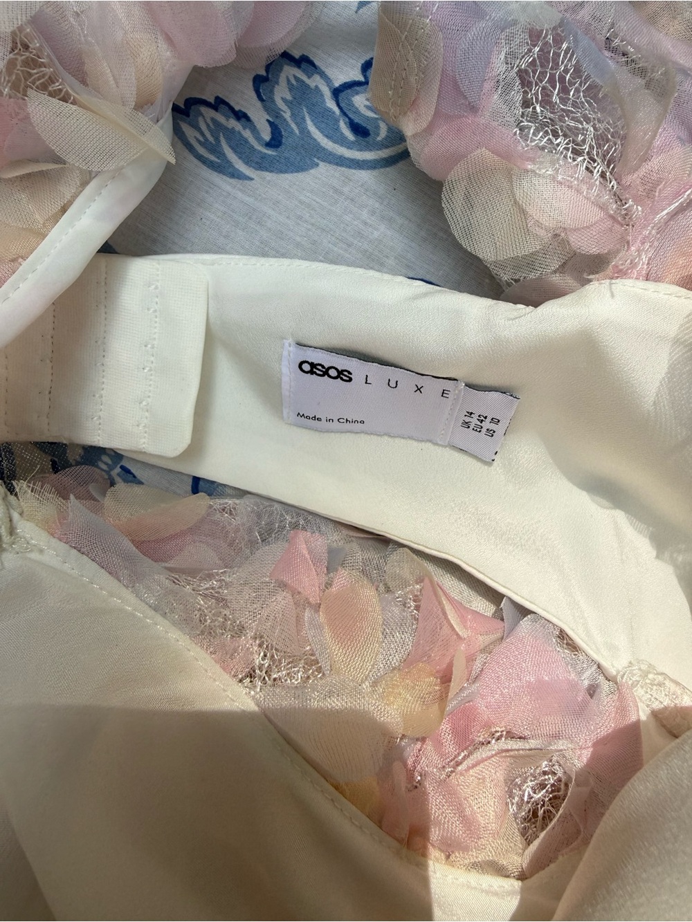 ASOS Luxe 3D Floral Babydoll Mini Dress  Size 10 padded chest - Picture 13 of 14